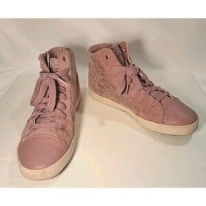 Geox Respira Size 6.5 US/40 EU Hi Top Sneakers Pink Leather Zipper Laces